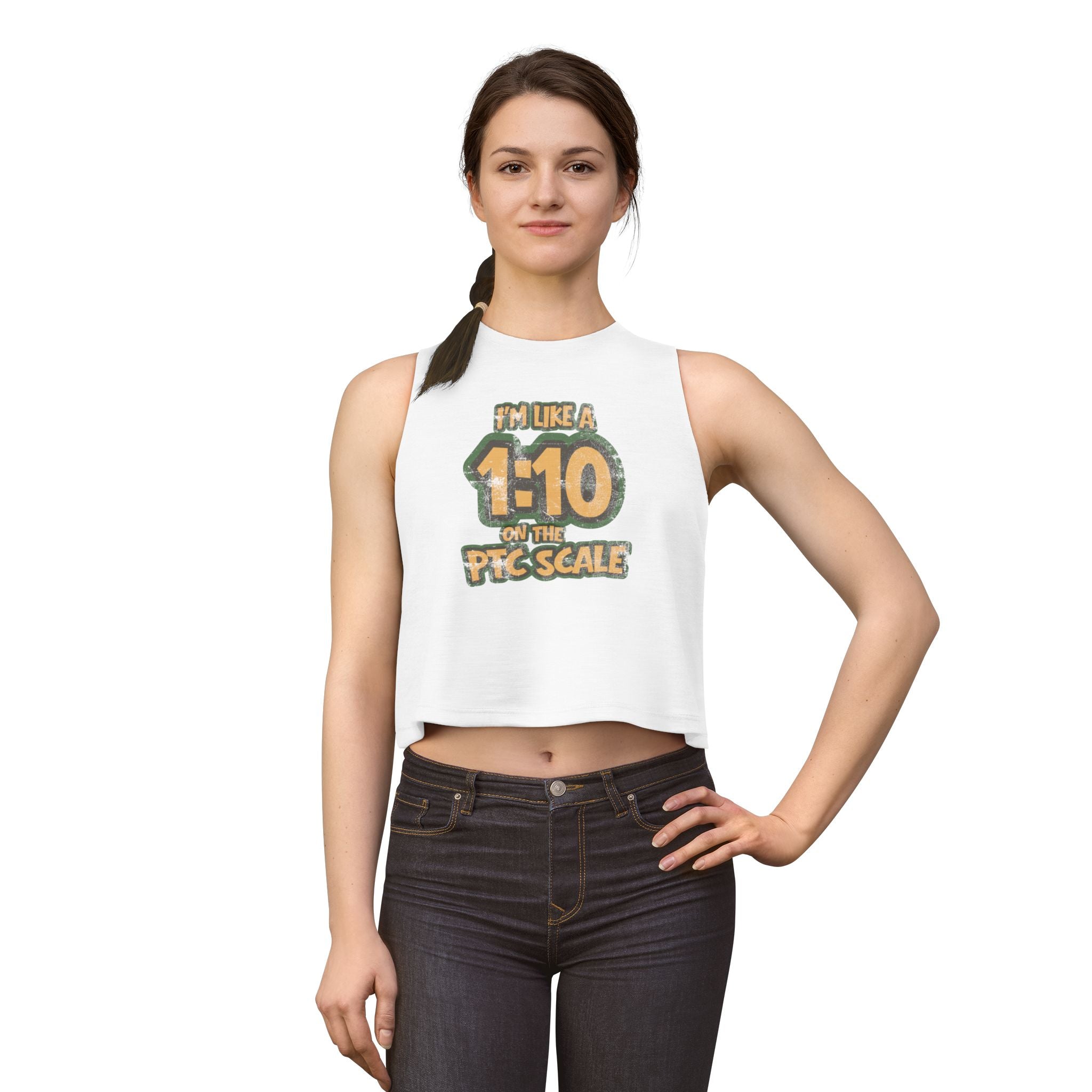 “I’m Like a 1:10 on the PTC Scale” Graphic Tank Crop Top
