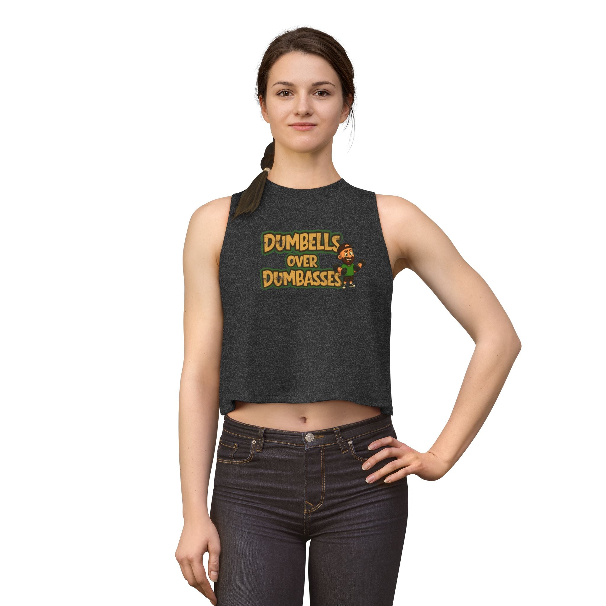 Dumbbells Over Dumb@sses Women’s Crop Top — Funny Gym Top